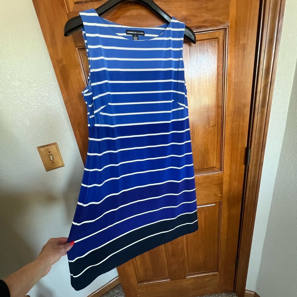 American Living Blue and White Sheath Mini Dress